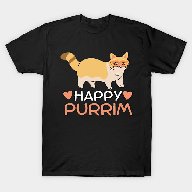 Happy Purrrim Kitty Cat Jewish Purim T-Shirt by larfly